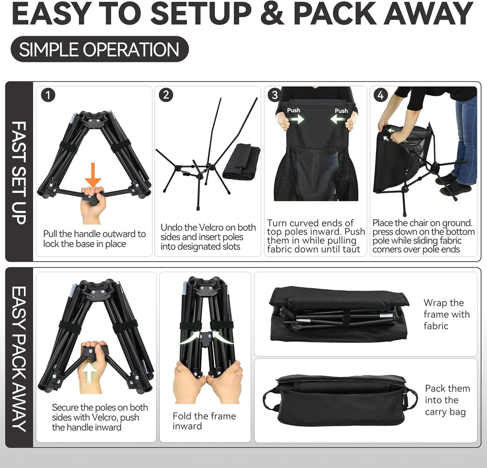 MARCHWAY Lightweight High Back Folding Camping Chair with Head Support