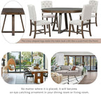 5 Pieces Dining Table Set with 42" Table,Living Room Furniture W/ 4 Upholstered Chairs,Tabletop Can be Adjusted from Round to Oval in Shape,for Restaurant,Home Bistro,Walnut