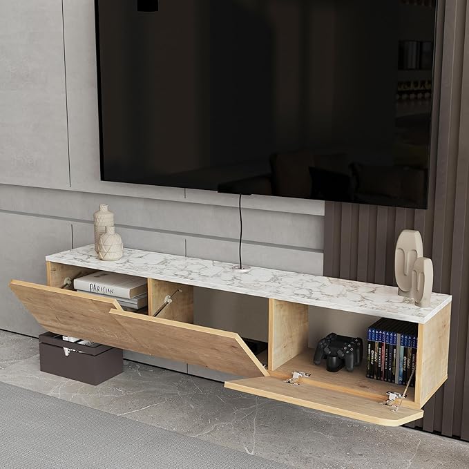 Atelier Mobili Floating TV Stand Wall Mounted, Floating Entertainment Center, Modern Media Console and TV Stand for Living Room, Entertainment Stand up to 80 Inch TV