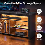 Bestier Tall LED TV Stand for 70/75/80 inch TV, Modern Black Marble Entertainment Center with Storage for PS5, Gaming Console for Living Room & Bedroom