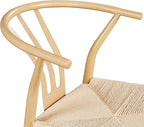 Yaheetech Weave Dining Chair Rattan Chair Metal Armchairs Hemp Seat for Kitchen, Dining, Living Room Set of 2, Wood Color