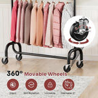 Heavy Duty Clothes Rack Load 600 LBS, Rolling Clothing Rack for Hanging Clothes with Lockable Wheels, Double Rod Garment Rack for Bedroom, Laundry, Living Room, Black