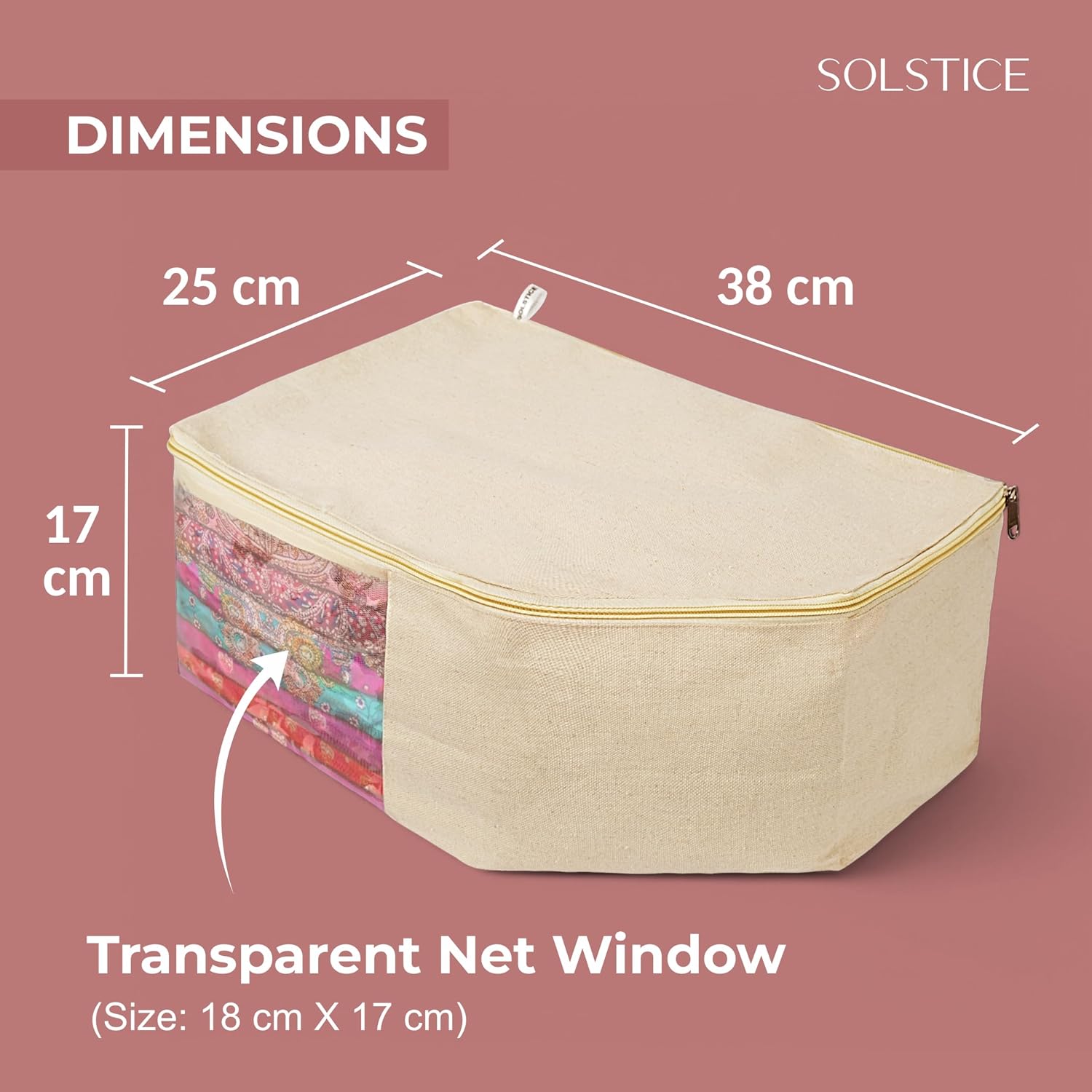 SOLSTICE 3 Pack Cotton Canvas Blouse Organizer for Wardrobe, 38 x 25 x 17 cm
