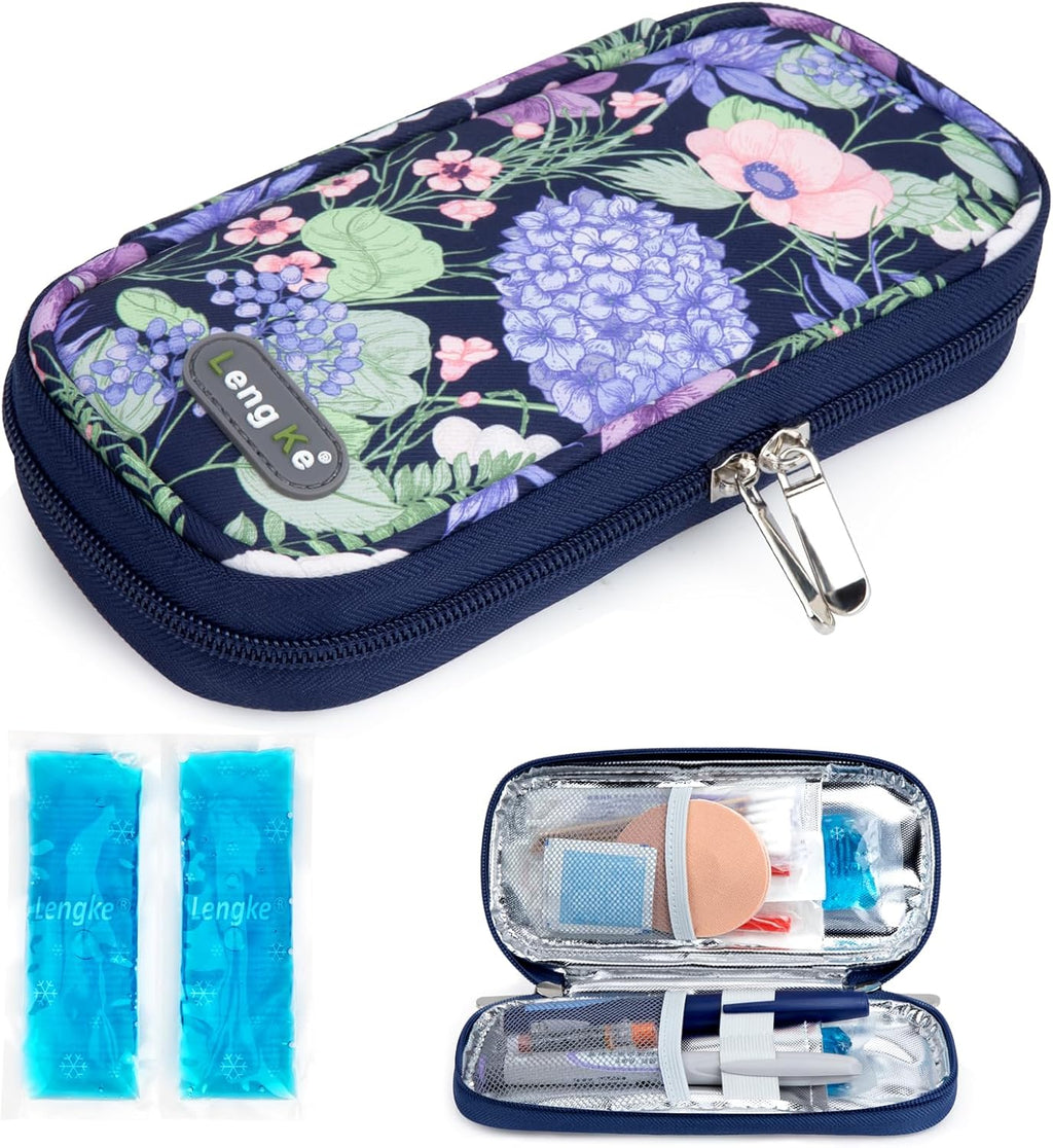 YOUSHARES Insulin Cooler Travel Case - Diabetic Case Insulated Organizer Portable Cooling Bag for Insulin Pen and Medication Diabetic Care Supplies with 2 TSA Approved Ice Pack