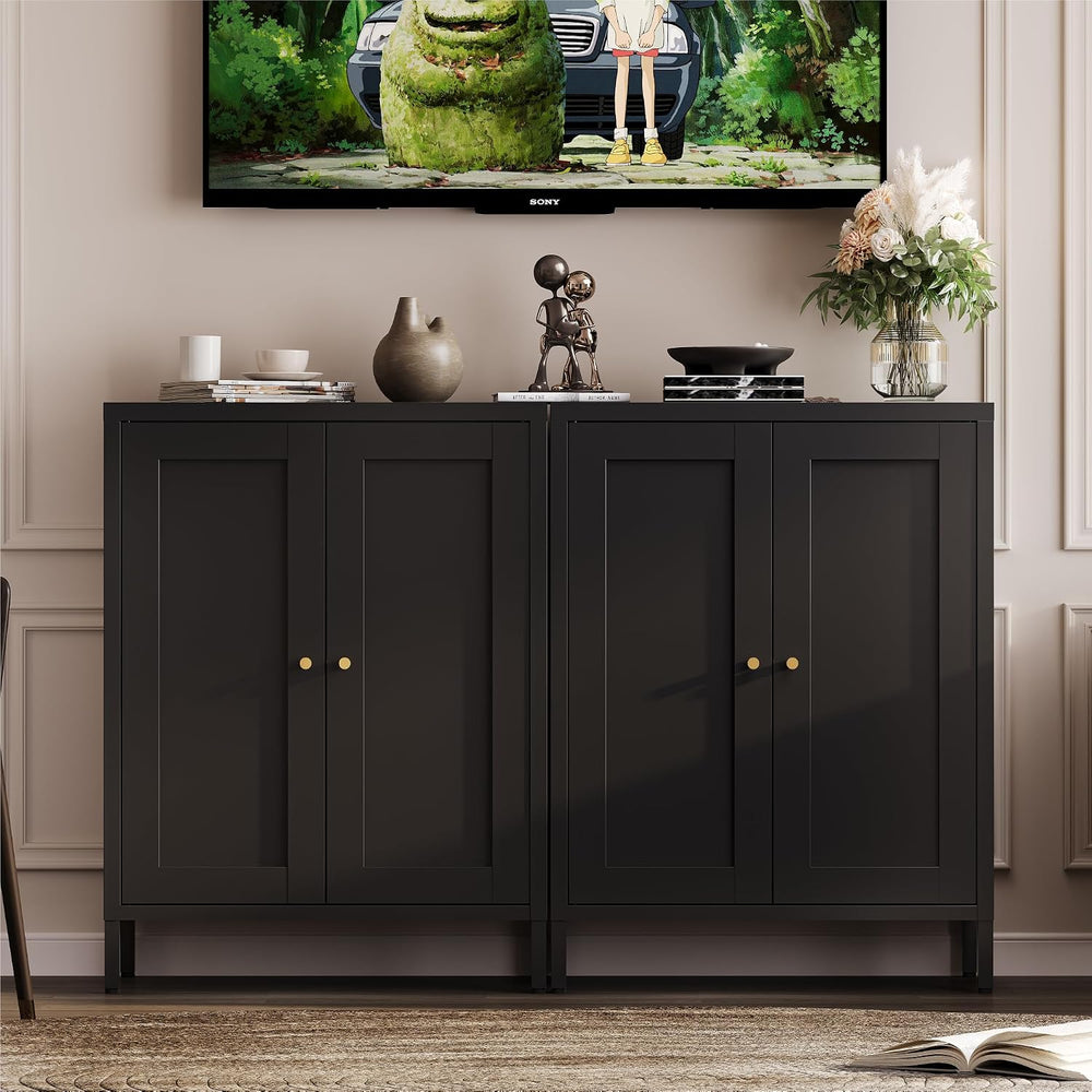 YAUWOH Small Metal Cabinet,Bathroom Storage Cabinet with 2 Adjustable Shelves...
