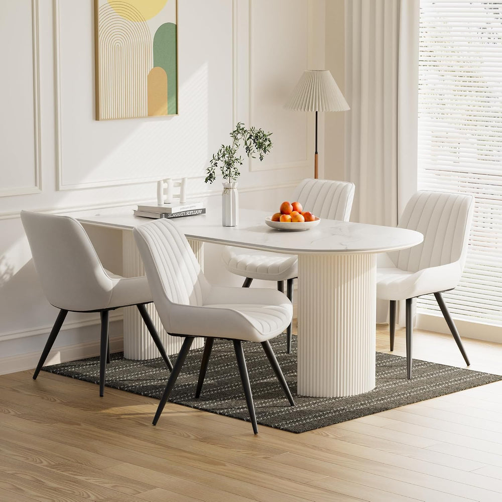 Mid Century Modern Dining Chairs Set of 4, Soft Cushion Upholstered Fabric Ki...