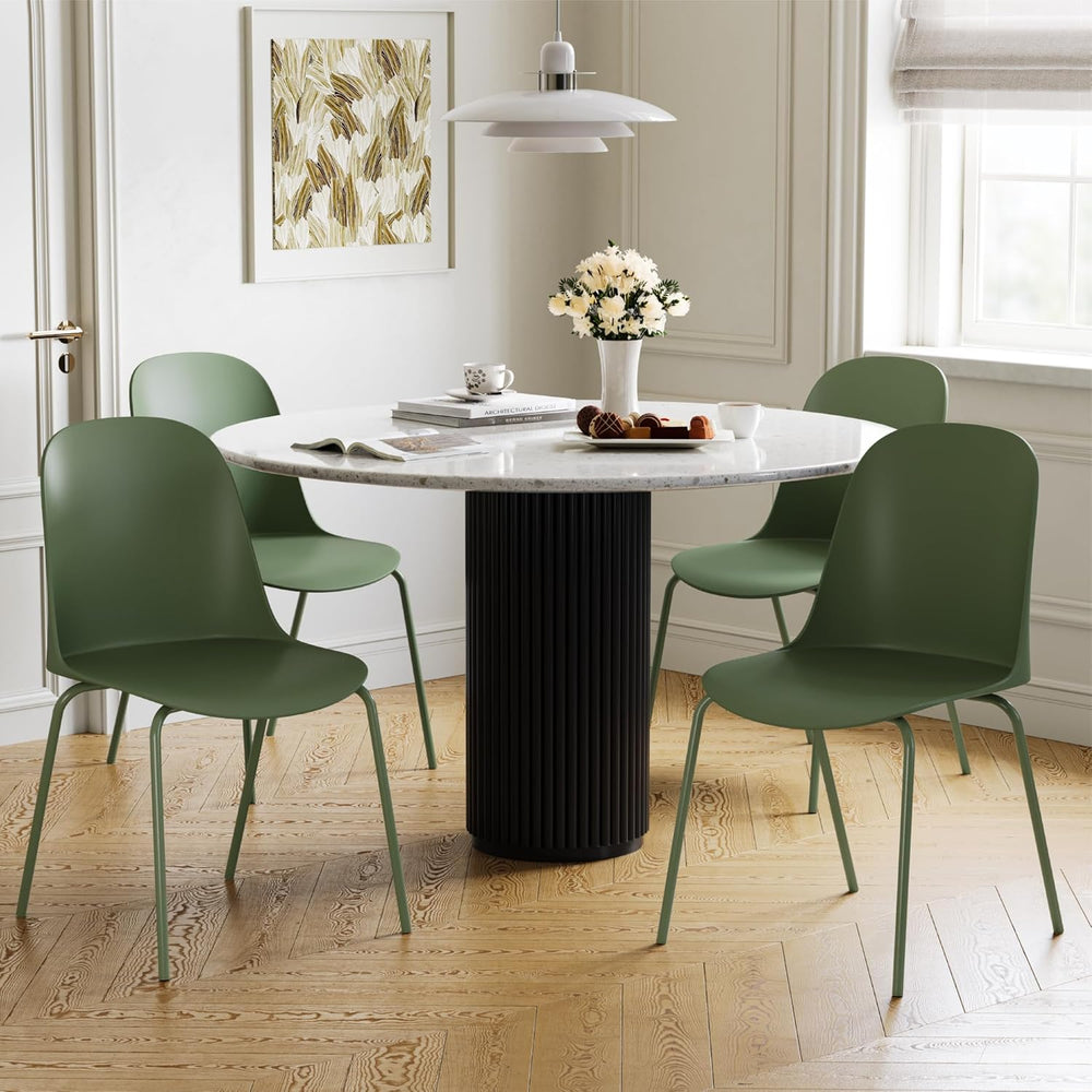 KISLOT Dining Chairs Set of 4, Plastic Outdoor Dining Room Chairs with Metal ...