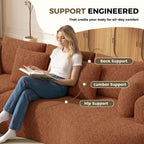 126" Oversized Curved Sectional Sofa for Living Room, Boneless Modern Couch with Chaise, Cloud Couch with 7 Pillows, No Assembly, Caramel 1PCS