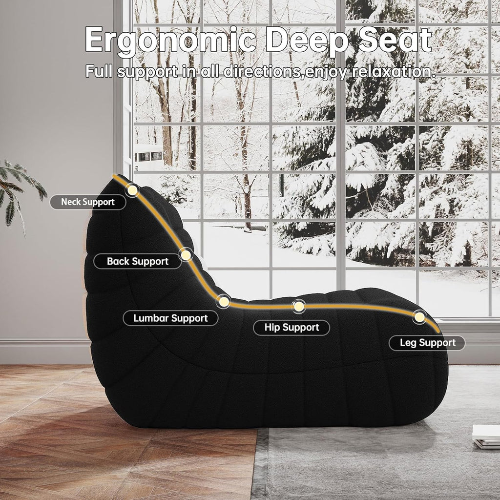 WHGBJA Bean Bag Chair for Adults, Lazy Bean Bag Sofa for Bedroom, Living Room, Reading, Gaming Floor Sofa Chair, Boneless, Comfy
