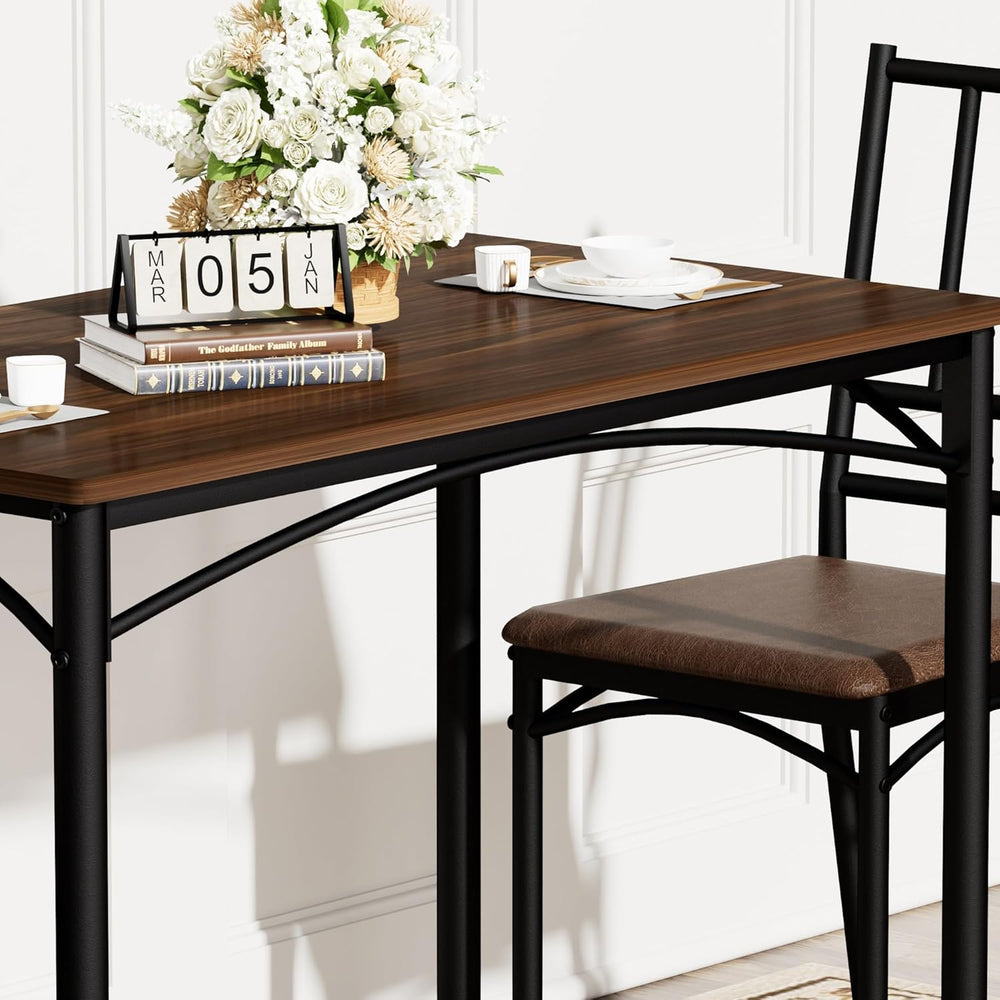 Dining Table Set for 4, Industrial Kitchen Table Set with 4 Upholstered Chair...