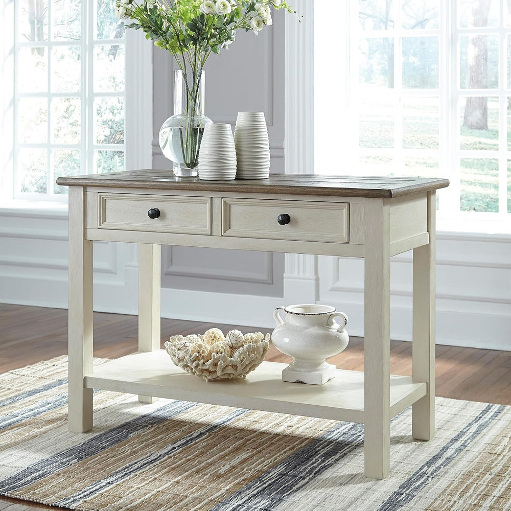 Signature Design by Ashley Bolanburg Farmhouse Sofa Console Table, White | Tw...