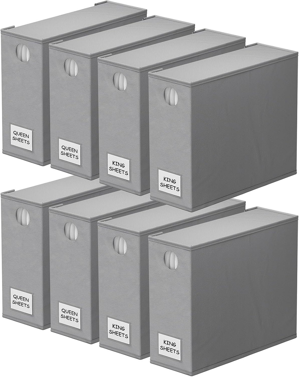 SpaceAid 8 Pack Bed Sheet Organizers and Storage, Foldable Sheet Organizer for Linen Closet, Sheets Set Folder Keeper with Window XL (Queen & King Size) Bedding Container (Gray, 8 Pack)