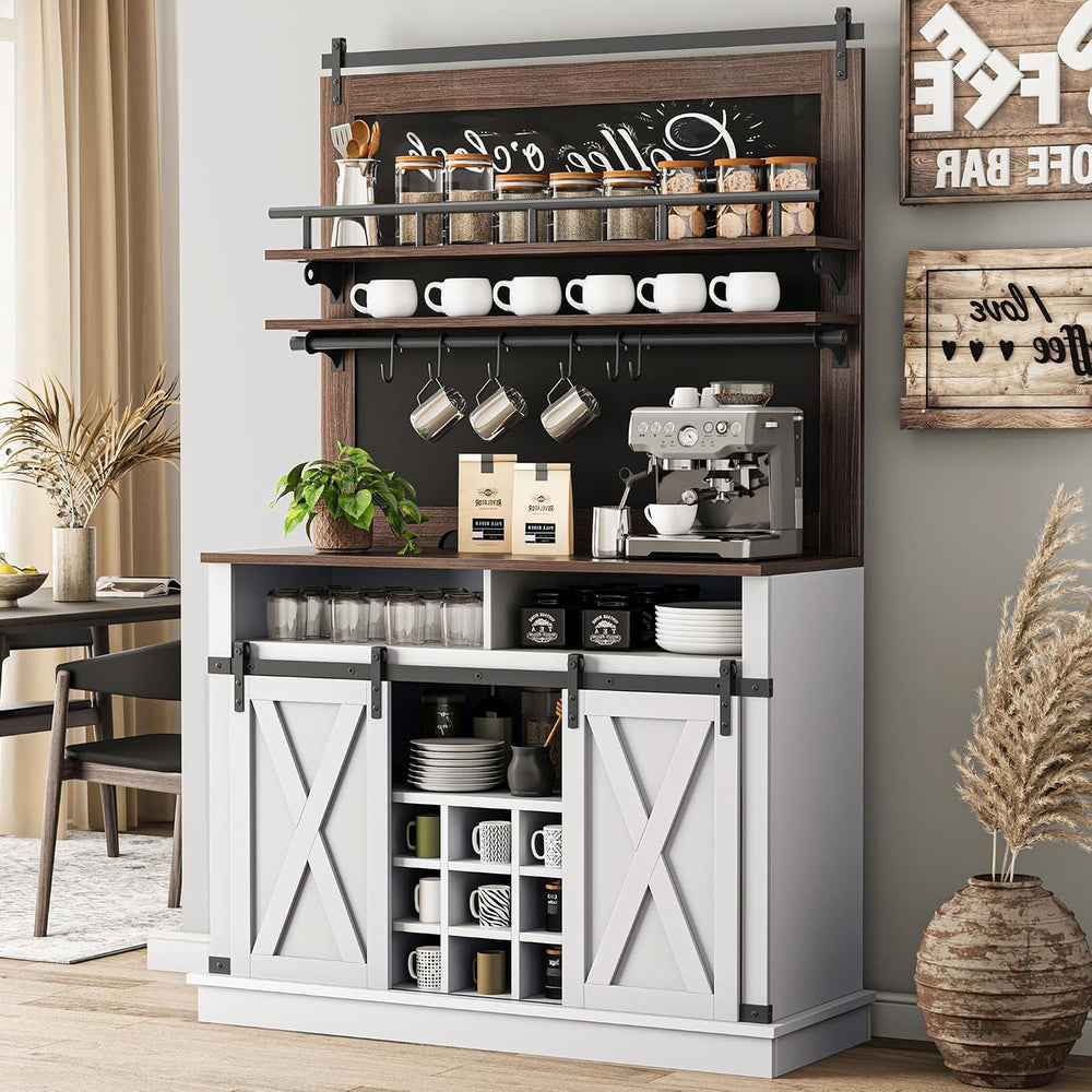 IDEALHOUSE Coffee Bar Cabinet, Farmhouse Buffet Cabinet with Storage, 75&quot...