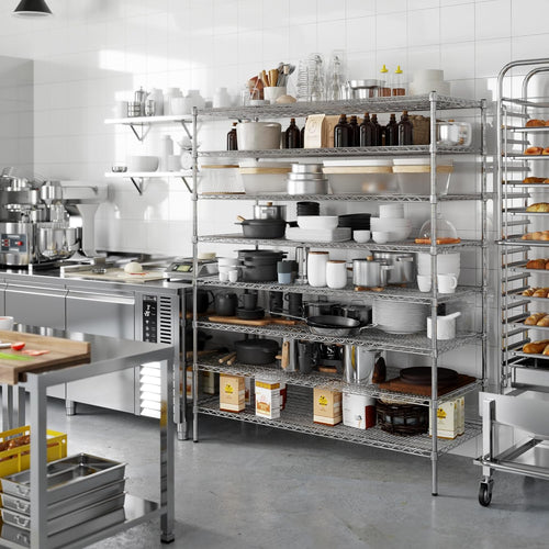 24" Deep x 60" Wide x 74" Height Wire Shelving Kit | 8-Tier | NSF Commercial Storage Rack Unit