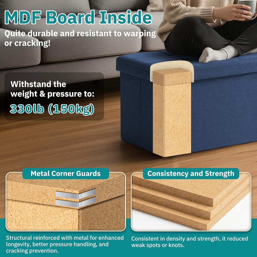 30-INCH Ottoman with Storage, Footrest Storage Bench, End of Bed Bench Coffee...