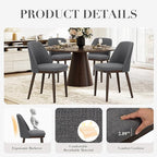 COLAMY Upholstered Dining Chairs Set of 6, Modern Kitchen Chairs with Back, Wood Side Dining Room Chairs for Kitchen, Dining Room, Restaurant, Light Grey