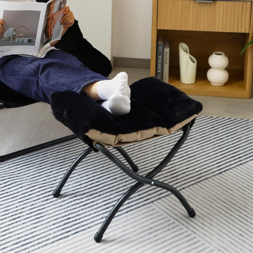 15"(H) Folding Ottoman, Foldable Footrest Stool, Portable Small Foot Sto...