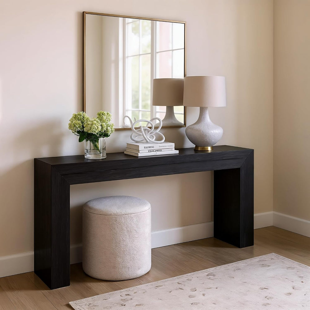Plank+Beam Grand Console Table, 66 Inch, Black Wirebrush