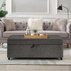 Ball & Cast 45" Sofa Ottoman with Storage, Linen Upholstered Bench with Rotation Casters and Safety Hinge for Living Room, Multi-Function Coffee Table,Charcoal Grey