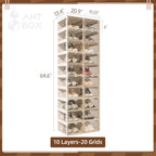 ANTBOX Foldable Shoe Rack,Shoe Organizers for Closet Plastic Shoe Storage Box for Entryway,Living Room,Large Sturdy Stackable Sneaker Cabinet Bins with Magnetic Clear Door 10 Tiers 20 Pairs