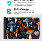 Mushroom Forest Mouse Pad – Large Extended Desk Mat 35.43 x 15.75 in – Autumn Woodland Fungi Illustration, Waterproof Surface, Non-Slip Rubber Base, Keyboard & Mouse Pad for Nature Lovers