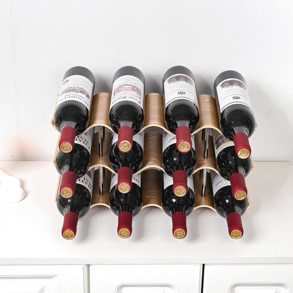 Countertop Wine Rack - 12 Bottle Freestanding Wine Bottle Holder Stand - 3 Ti...
