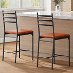GarveeHome Bar Stools Set of 2, Counter Height Bar Chairs with Back and Thick Cushion, Upholstered Dining Chairs with Padded Seat, Barstools for Kitchen Island, Bar, Dining Room, Retro Brown