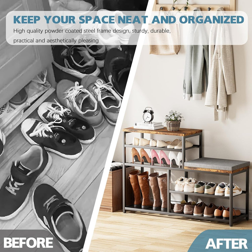 Shoe Rack,Freestanding Hidden Shoe Storage Organizer for Entryway, Shoe Bench...