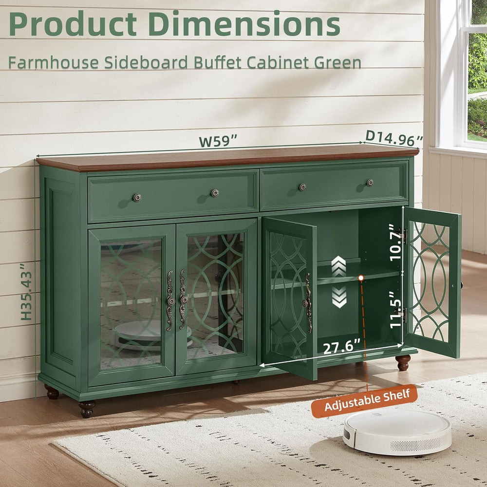 Joaxswe Farmhouse Sideboard Buffet Cabinet with Storage,Adjustable Shelves Co...