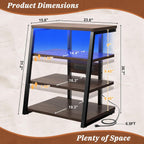Armocity AV Media Stand, Stereo Stands and Racks Small Entertainment Center | Corner Shelf Stand with Power Strip & LED Lights, Audio Tower HIFI Rack Stereo Shelf CRT TV Stand, 4 Tier, Black Walnut