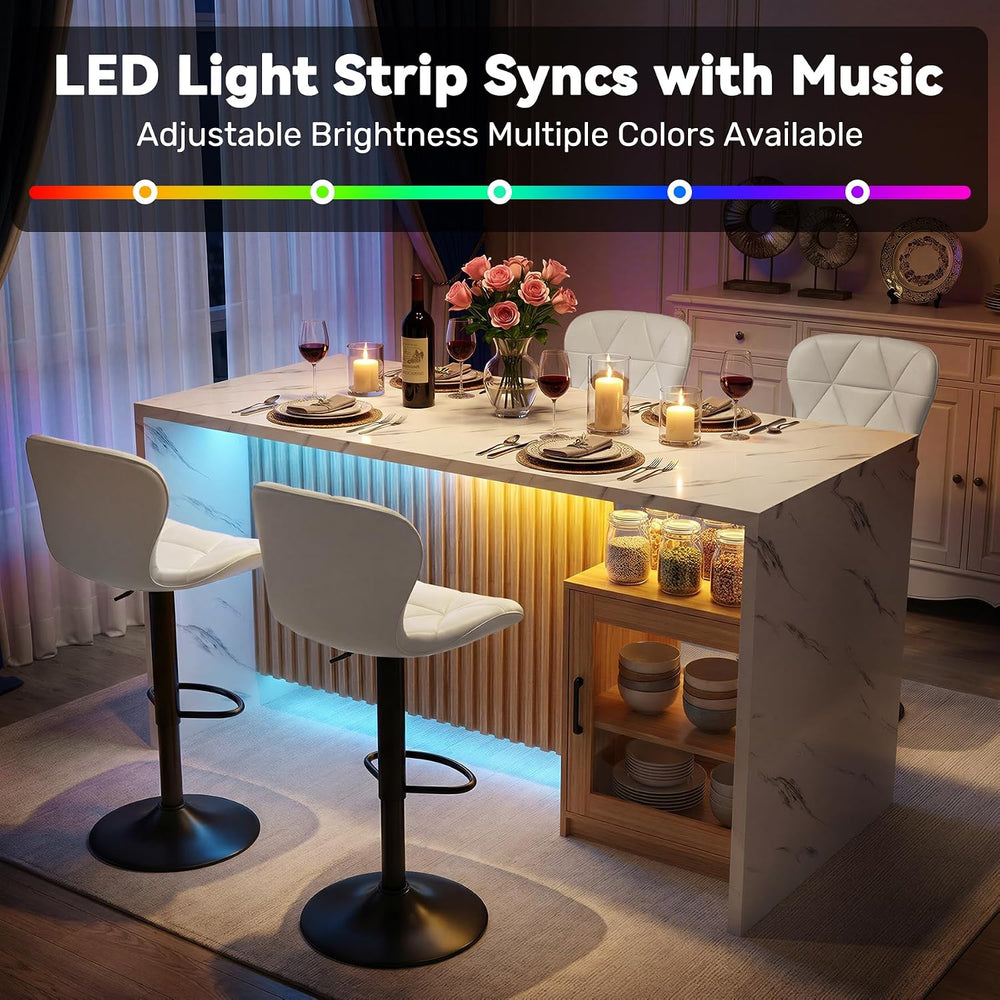 Miereirl 63”/32” Kitchen Island Table with Storage Space, Imitation Marble Is...