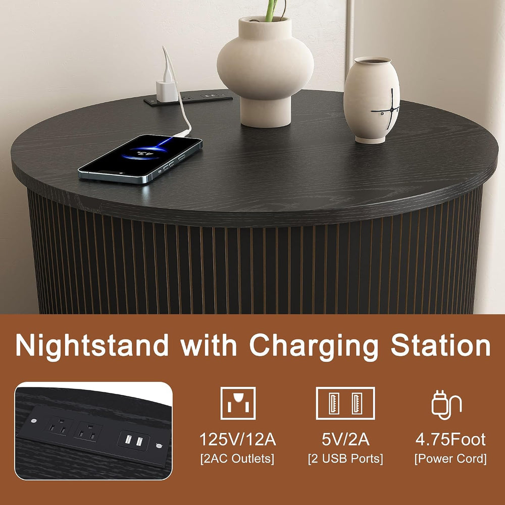 Mid Century Modern Side Tables Living Room with Charging Station, Small Side ...
