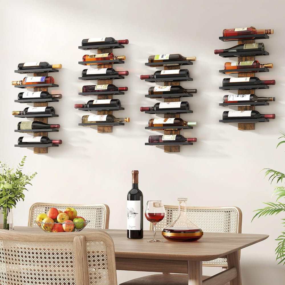 Hoctieon 2-Set 6 Tier Wall Mount Wine Rack, Wall Mounted Wine Bottle Racks fo...