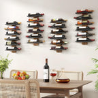 Hoctieon 3-Set 6 Tier Wall Mount Wine Rack, Wall Mounted Wine Bottle Racks for Display and Storage, Hanging Bottle Holder, for Living Room, Dining Room, Bar, Wine Cellar, Rustic Brown