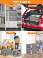 60L Blanket Storage, Comforter Storage Bag With Rigid Side & Bottom Support, Stackable Clothes Storage Bin For King Size Comforters Sweater Bedding Quilt Pillow Closet Organizer,21.7x14.2x11.8in,2Pcs
