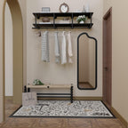 Wall Mounted Clothes Rack 12 Inch Deep, 60 Inch Heavy Duty Garment Rack with Real Black Wood Shelf, Multi-Purpose Hanging Rod & Space-Saving Closet Storage Organizer