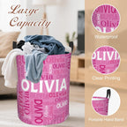 Custom Name Laundry Hamper, Personalized Laundry Basket with Name for Boys Girls Kids Men Women, Customized Name Dirty Clothes Basket Gifts for Clothes Toy Bathroom Bedroom Laundry Room Dorm
