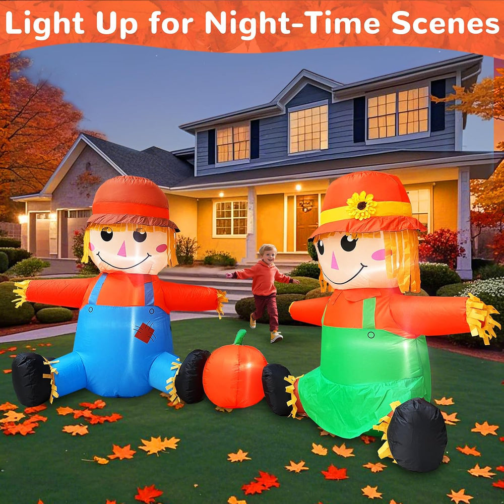 6FT Fall Thanksgiving Inflatables Outdoor Decorations with Built-in LEDs