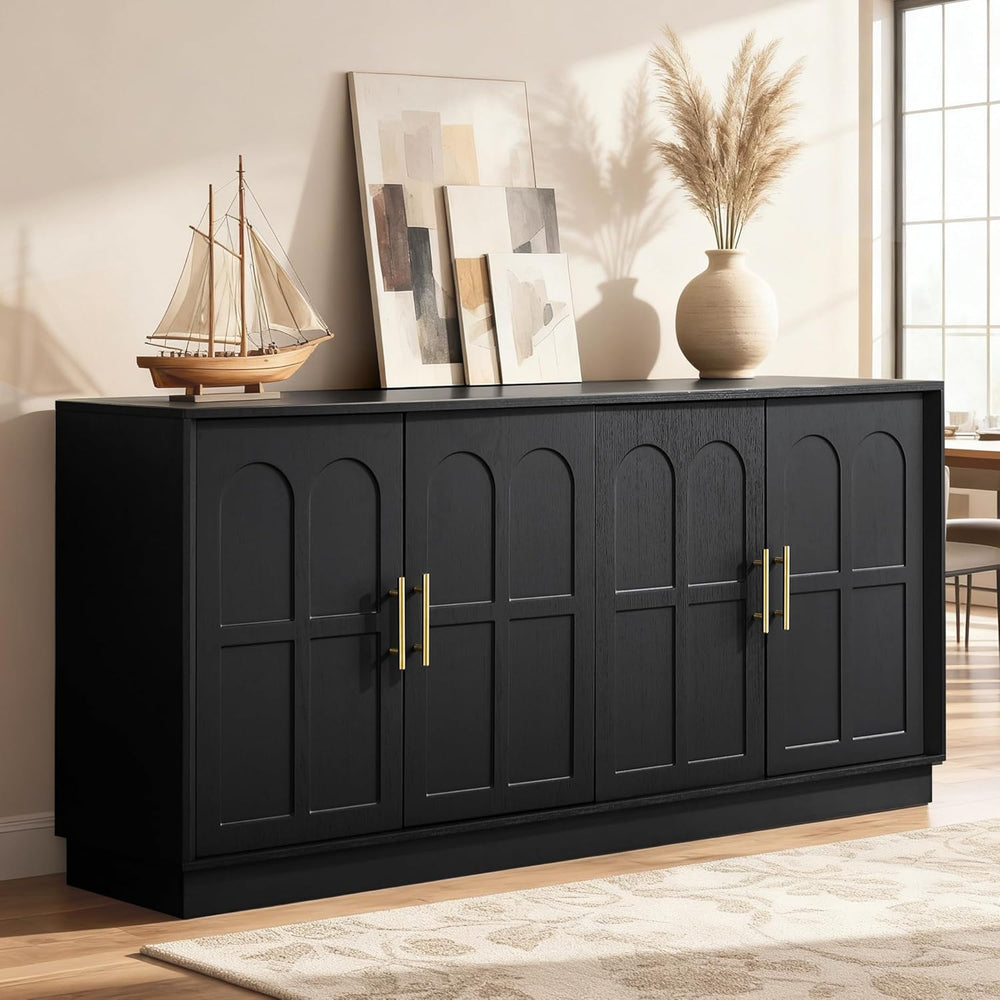 66.5" Sideboard Buffet Cabinet with Storage, Modern Credenza with Arched...