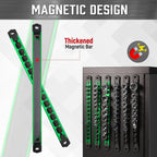 ALOANES 3-Piece Magnetic Socket Organizer, Heavy Duty Aluminum Socket Rails Organizer, 360° Swivel Clips Socket Holder Kit for Tool Box, 1/4-Inch Socket Holder x 42 Clips (Green)