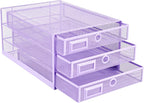 Annova Desk Organizer Wire Mesh 3 Tier Sliding Drawers Paper Sorter/Multifunctional/Premium Solid Construction for Letters, Documents, Mail, Files, Paper, Kids' Art Supplies (Light Pink)