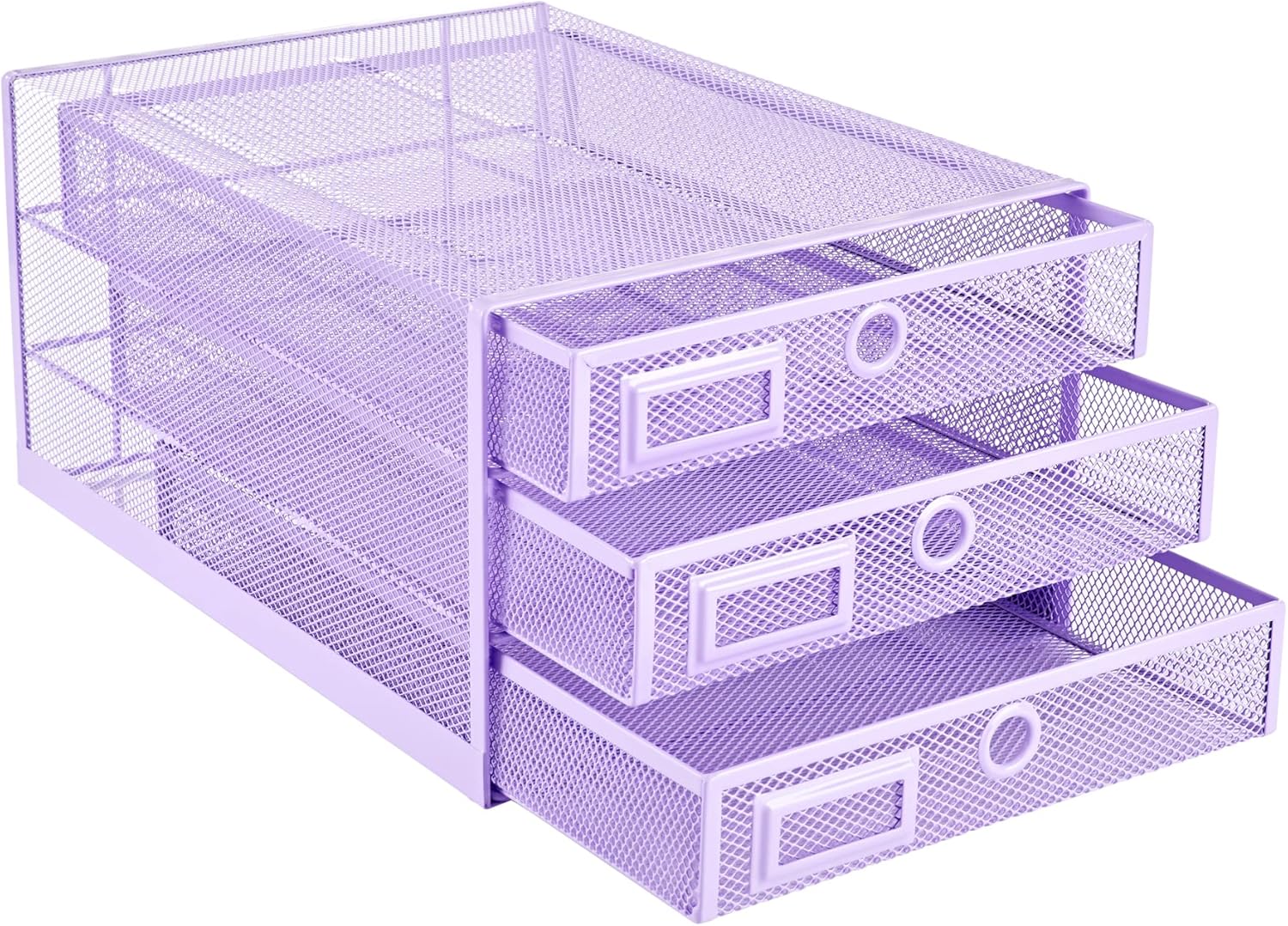 Annova Desk Organizer Wire Mesh 3 Tier Sliding Drawers Paper Sorter/Multifunctional/Premium Solid Construction for Letters, Documents, Mail, Files, Paper, Kids' Art Supplies (Light Pink)