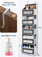 JARLINK 2 Pack Over The Door Organizer Storage, 5 Shelf Hanging Door Organizer with 5 Large Capacity Pockets, Anti Tilt 44 lb Load Behind Door Storage for Bedroom, Bathroom, Pantry, Nursery, (Black)