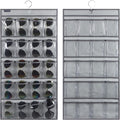 Dual Sided Hanging Sunglasses Organizer Storage Wall Mounted Eyeglasses Holder Eyewear Display Case with 40 Clear Slots (40 Pockets-Grey)