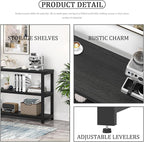 EXCEFUR Industrial Entryway Table, 3 Tier Console Table for Living Room, Wood Sofa Table for Hallway Behind Couch (47 Inch, Modern Black)
