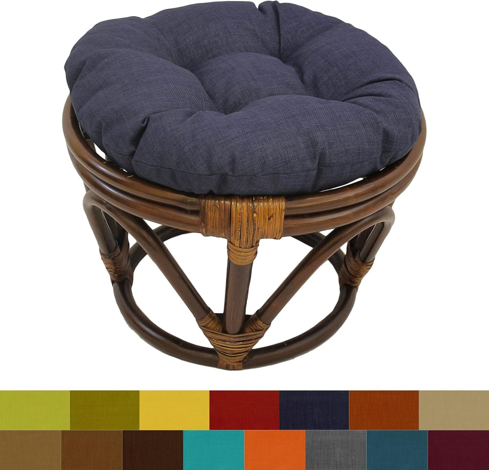 International Caravan Bali 18-inch Footstool with Solid Outdoor Cushion Lemon