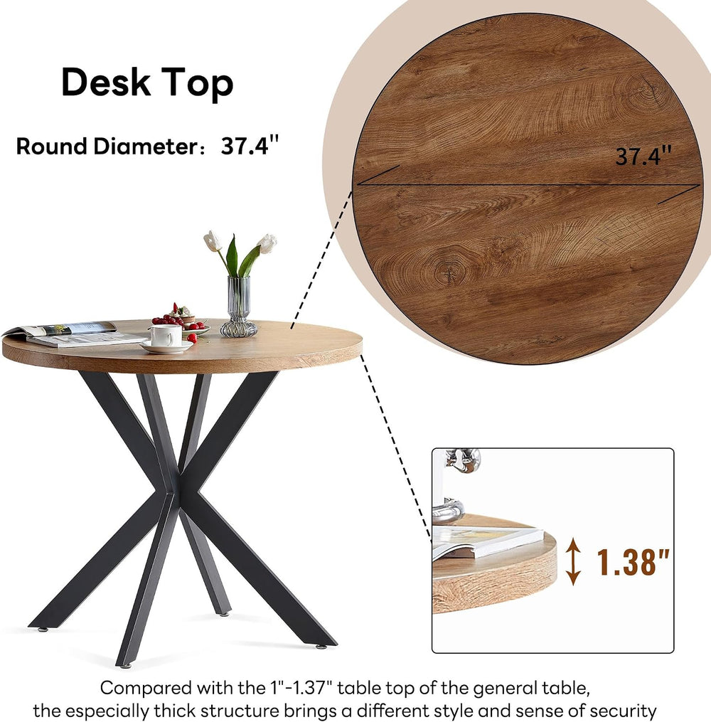 Homedot 37" Round Table Set for 4 Person, Modern Kitchen Table Set, Imit...