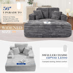 Oversized Chaise Lounge Indoor, Modern Plush Faux Fur Fabric Deep Seat Boneless Memory Foam Sleeper Chaise Lounge Sofa Chair with Pillows for Living Room Bedroom Studio, No Assembly Couch, Grey