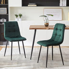NORDICANA Forest Green Velvet Dining Chairs Set of 6, Upholstered Tufted Kitchen Chairs, Comfortable Seat, Metal Leg, Easy Assembly