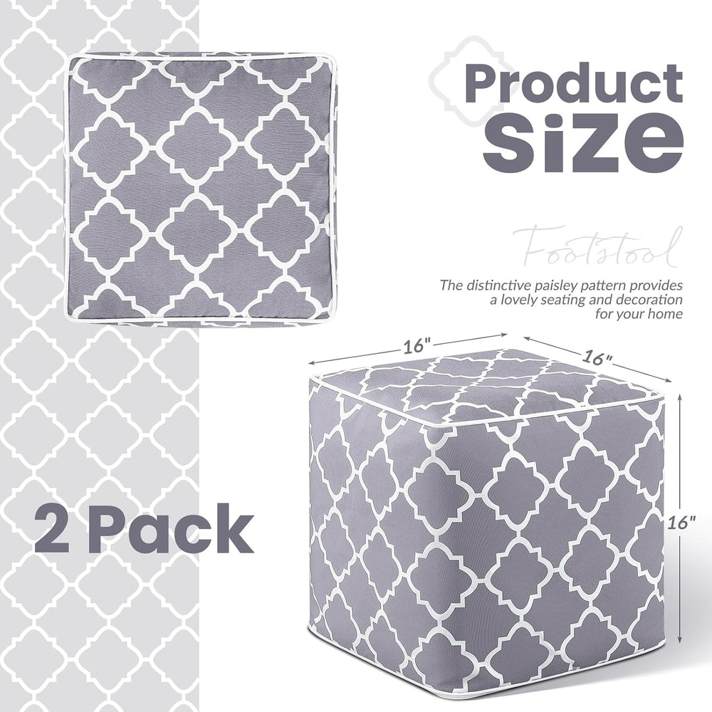 Juexica 2 Pack Inflatable Outdoor Ottoman Pouf Waterproof Cube 16" Squar...